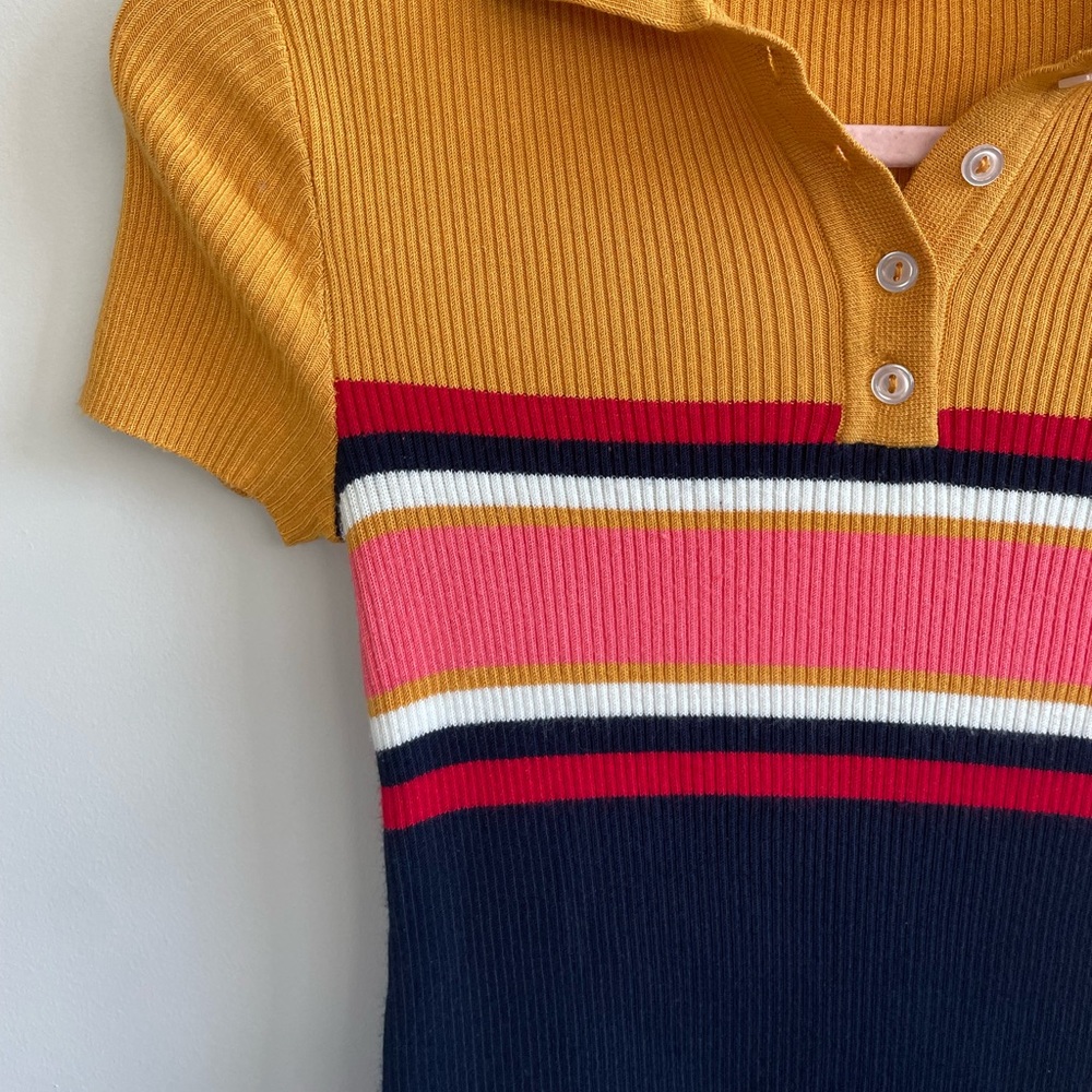 Urban Outfitters Bodycon Colorblock Dress with Collar Retro Vibes - Picture 4 of 7